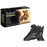 Safari® Powder Free Black Latex Exam Gloves Size XL